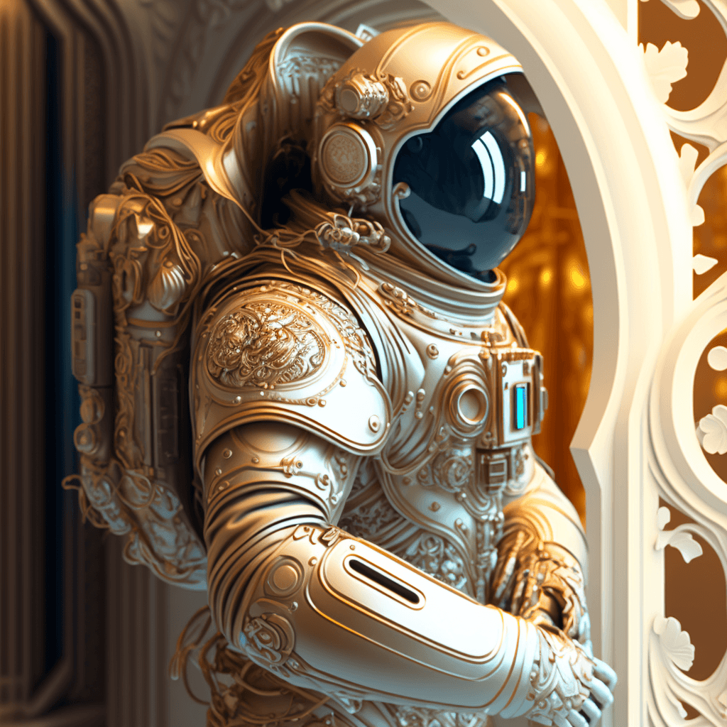 Futuristic Astronaut Alphonse Mucha Art